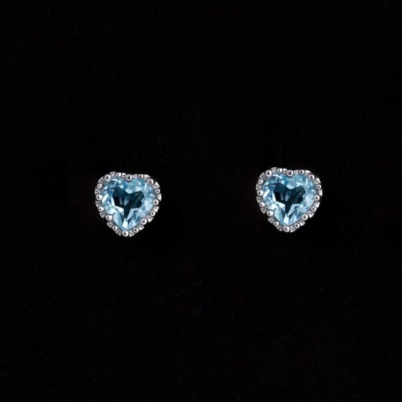 Beautiful Sterling Silver Topaz Heart Shaped Earrings - Picture 3 of 3